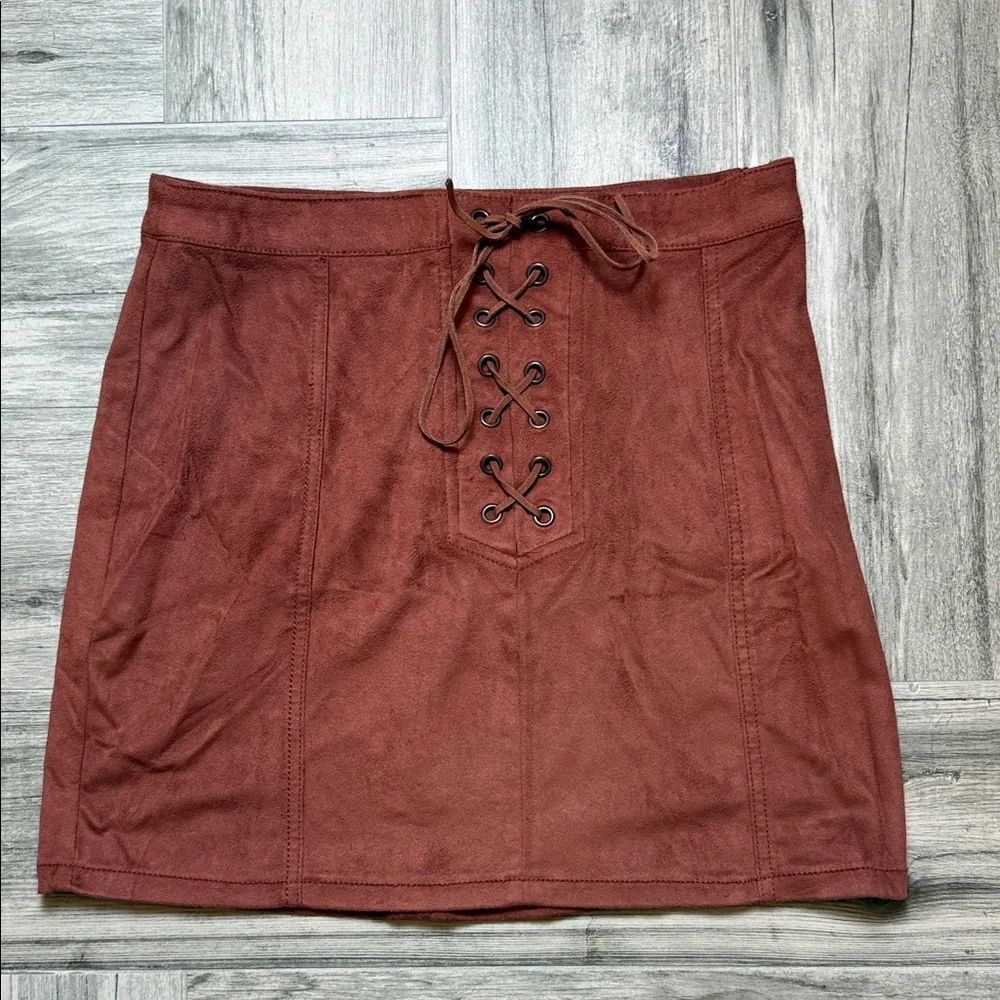 Forever 21 Lace-Up Mini Skirt in Brown